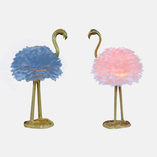 Nordic Goose Feather Metal Flamingo Ball 1-Light Table Lamp