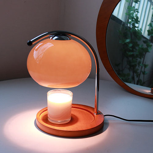 Vintage Glass Dome Solid Wood Base 1-Light Table Lamp