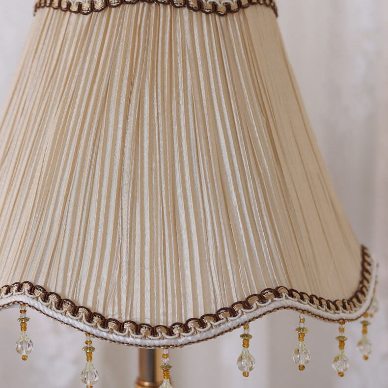 Traditional Vintage Fabric Floral Glass Hardware Table Lamp