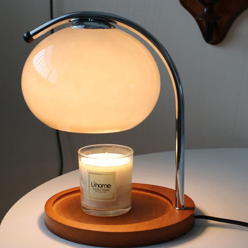 Vintage Glass Dome Solid Wood Base 1-Light Table Lamp