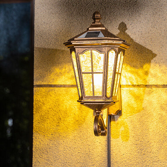 Traditional European Solar Outdoor Lantern Glass Wall Sconce