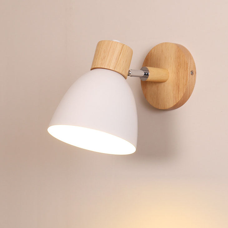 Modern Minimalist Macaron Iron Wood Wall Sconce