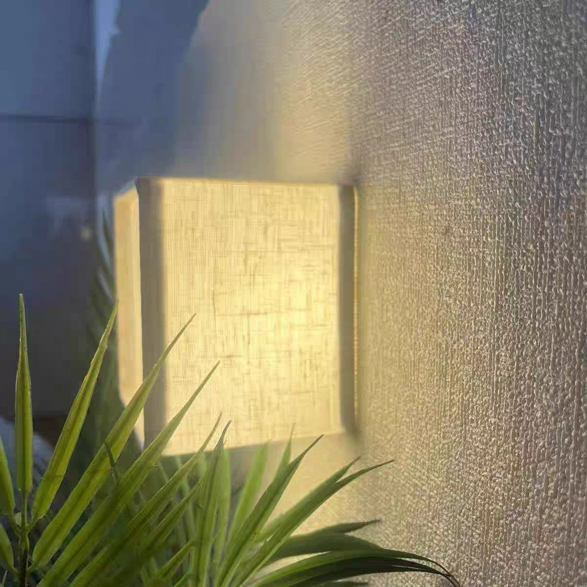 Traditional Japanese Square Fabric Shade LED Wall Sconce