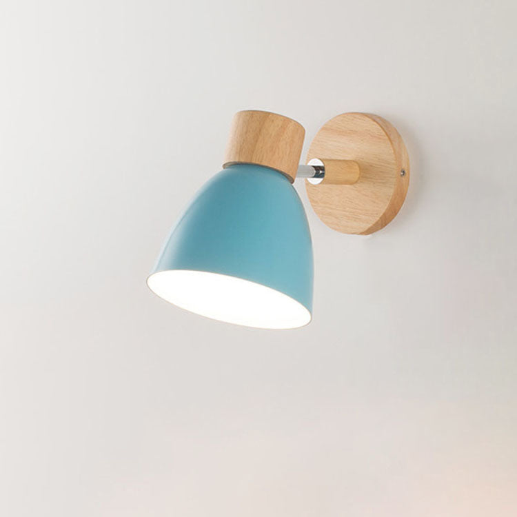 Modern Minimalist Macaron Iron Wood Wall Sconce