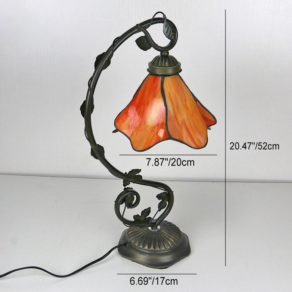 Tiffany Simple Flower Petal Resin Stained Glass Table Lamp