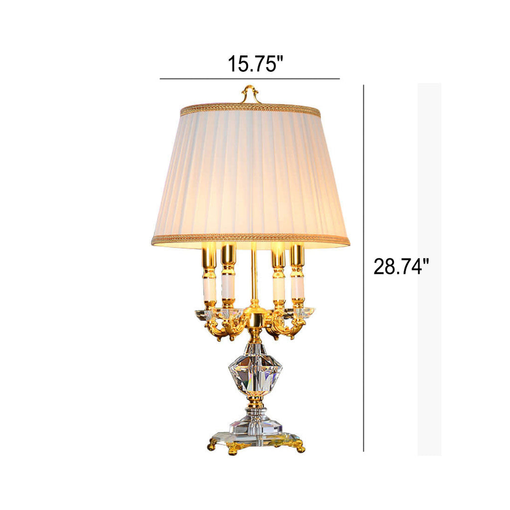 European Luxury Fabric Candle Holder with Crystal Table Lamp