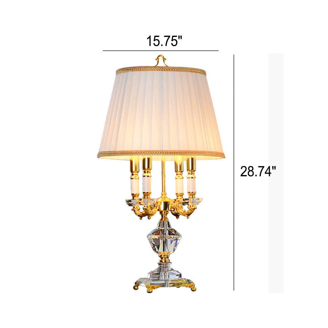 European Luxury Fabric Candle Holder with Crystal Table Lamp