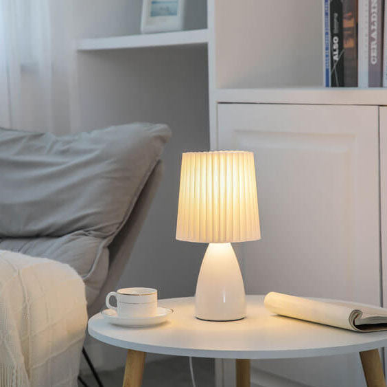 Nordic Vintage Table Lamp with Pleated Shade and Table Lamp