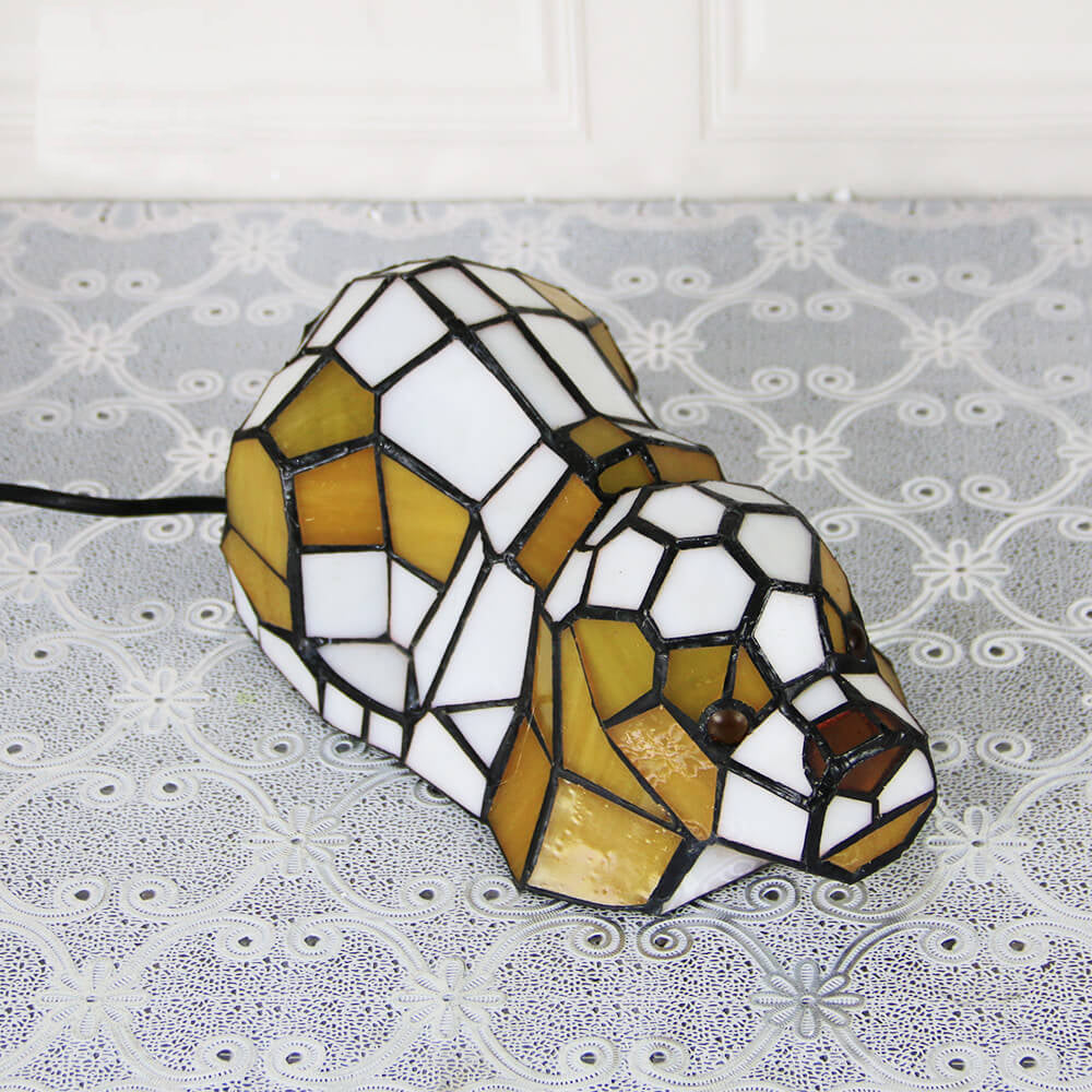 Tiffany Creative Cats/Dogs Stained Glass 1-Light Table Lamp