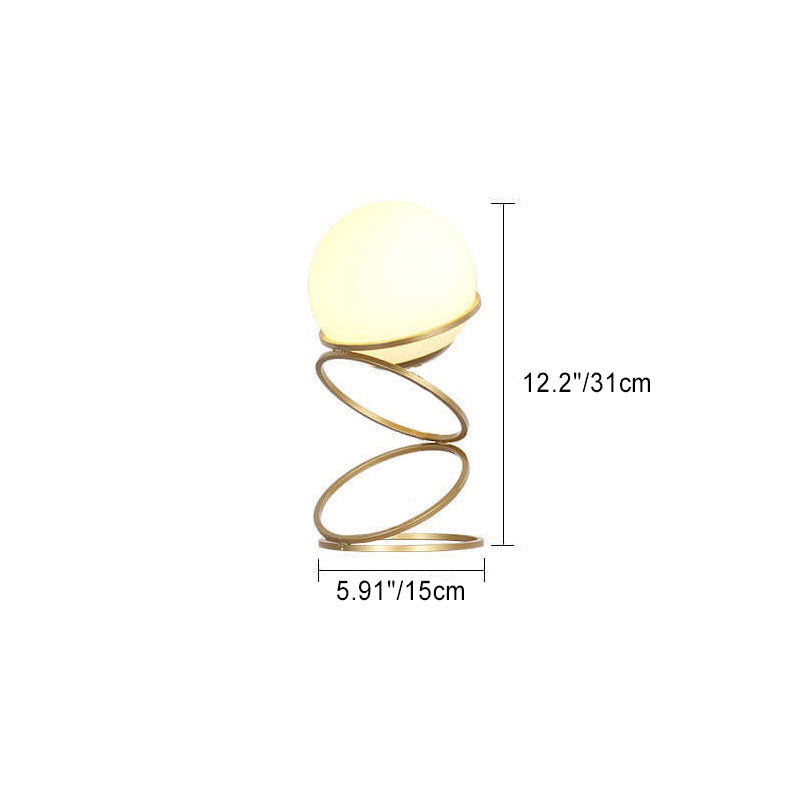 Modern Minimalist Spiral Circle Base Iron Glass Table Lamp