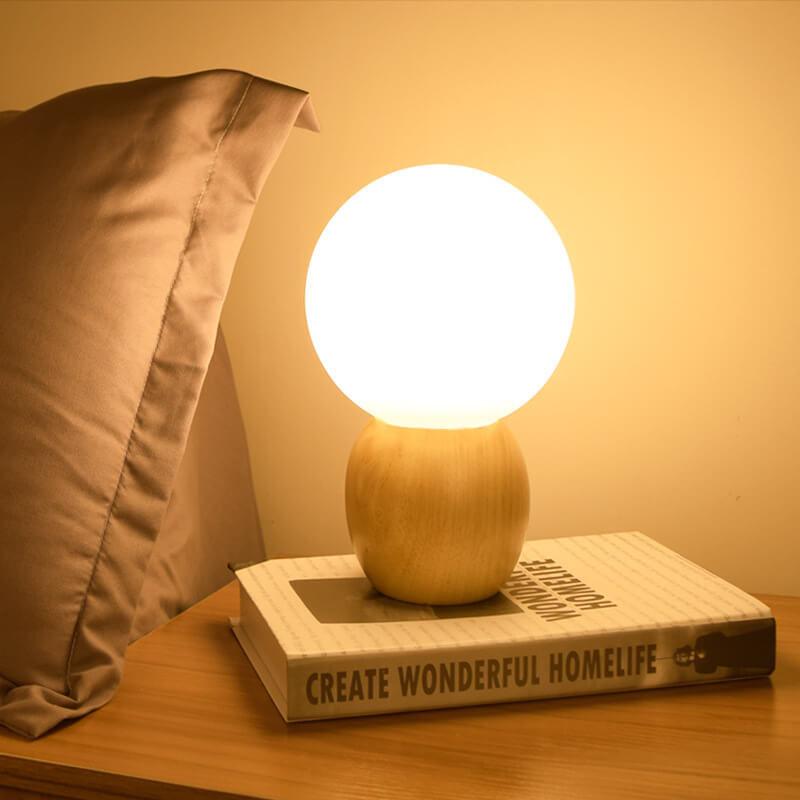 Nordic Solid Wood Table Lamp with Milk-White Table Lamp