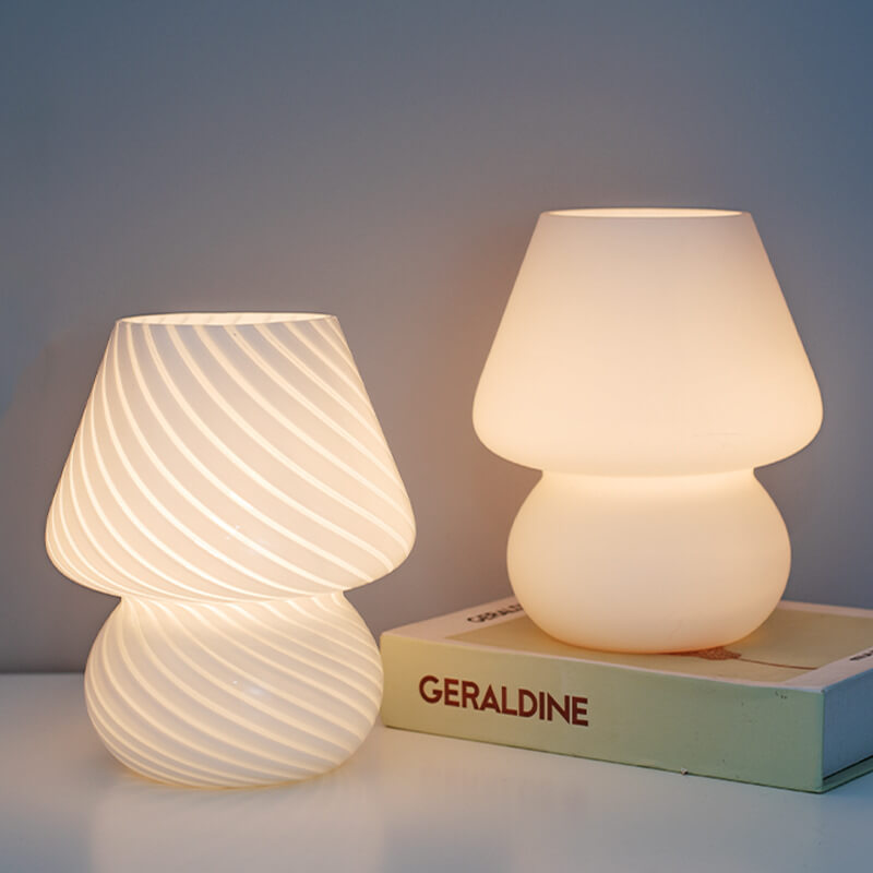Retro Creative Glass Mushroom 1-Light LED Night Table Lamp
