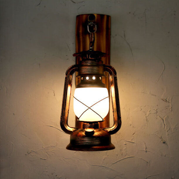 Vintage Horse Lantern Iron 1-Light Wall Sconce