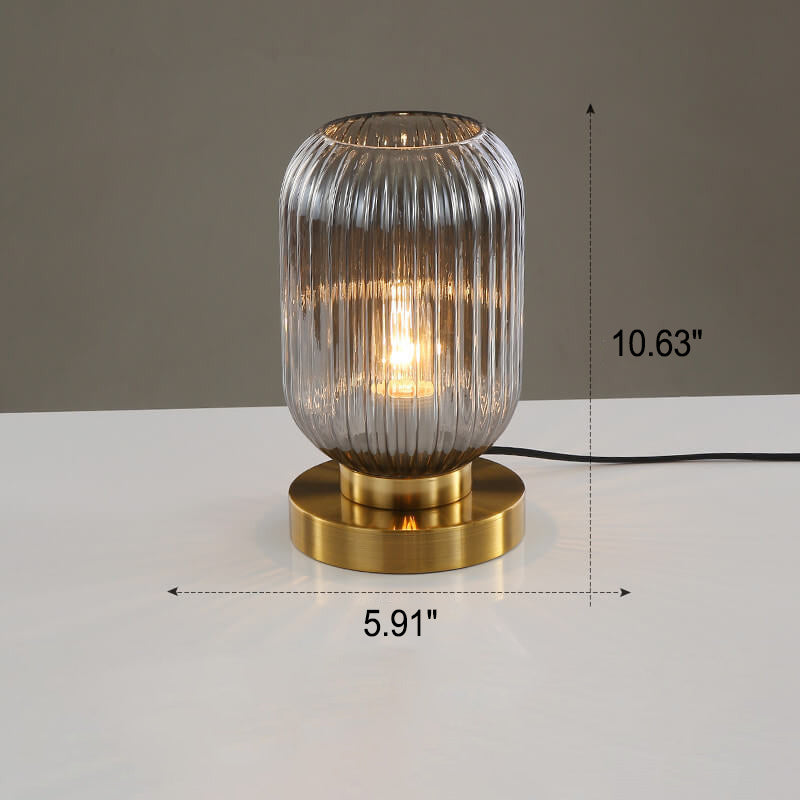 Elegant Nordic Striped Glass Oval 1-Light Table Lamp