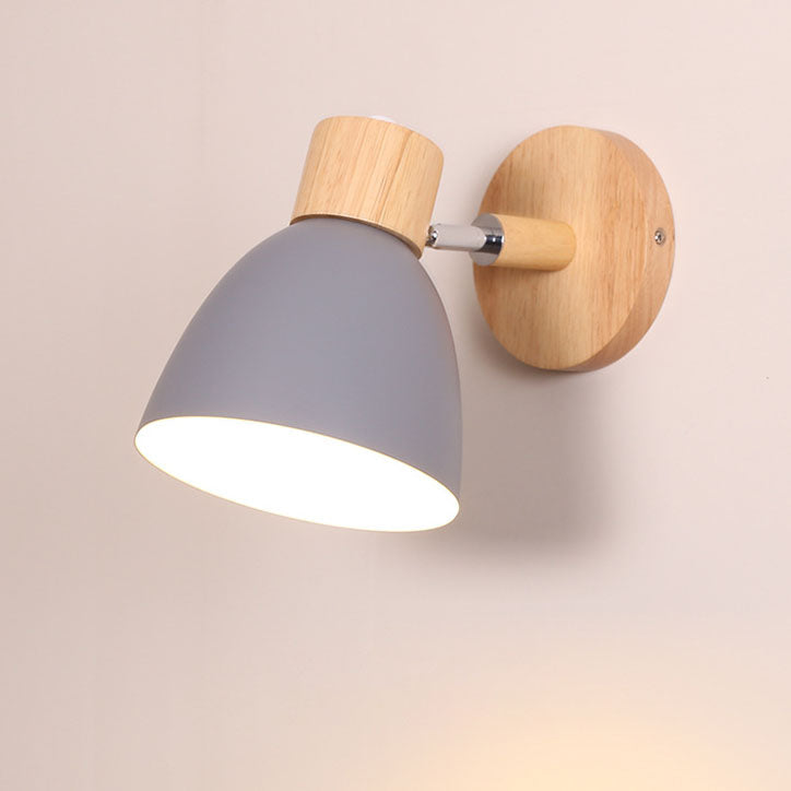 Modern Minimalist Macaron Iron Wood Wall Sconce