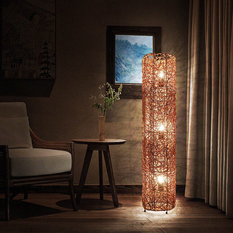 Sleek Modern Bamboo 3-Light Floor Lamp