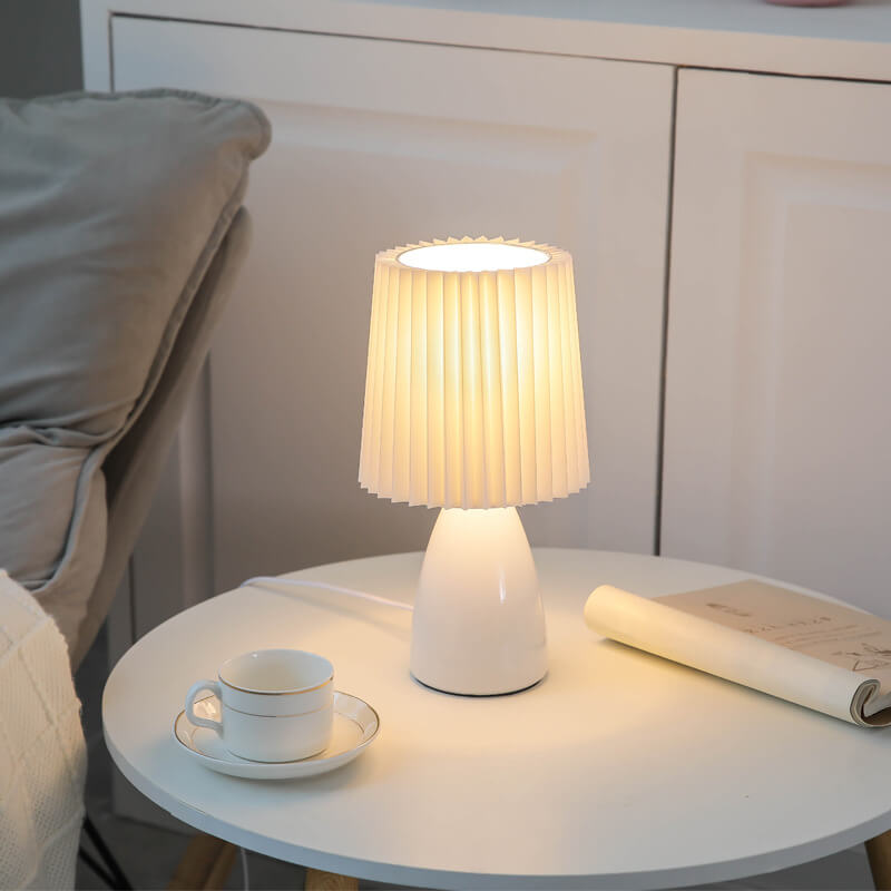 Nordic Vintage Table Lamp with Pleated Shade and Table Lamp