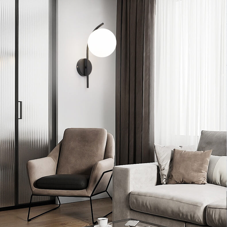 Nordic Arc Glass Globe 1-Light Wall Sconce