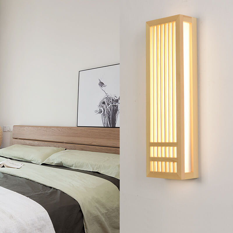 Modern Minimalist Solid Wood Acrylic Rectangular Wall Sconce