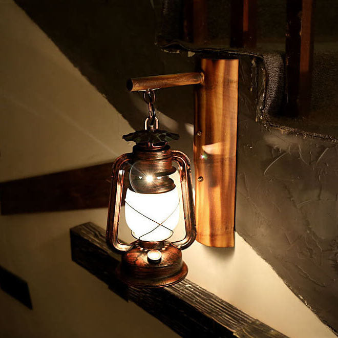 Vintage Horse Lantern Iron 1-Light Wall Sconce