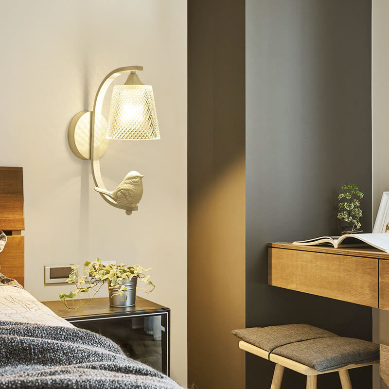 Modern Simple Resin Bird Glass Shade 1-Light Wall Sconce