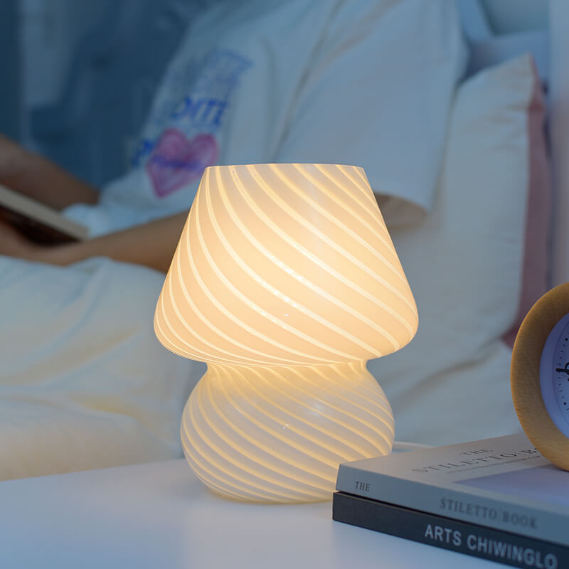 Retro Creative Glass Mushroom 1-Light LED Night Table Lamp