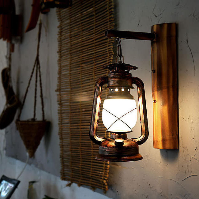 Vintage Horse Lantern Iron 1-Light Wall Sconce