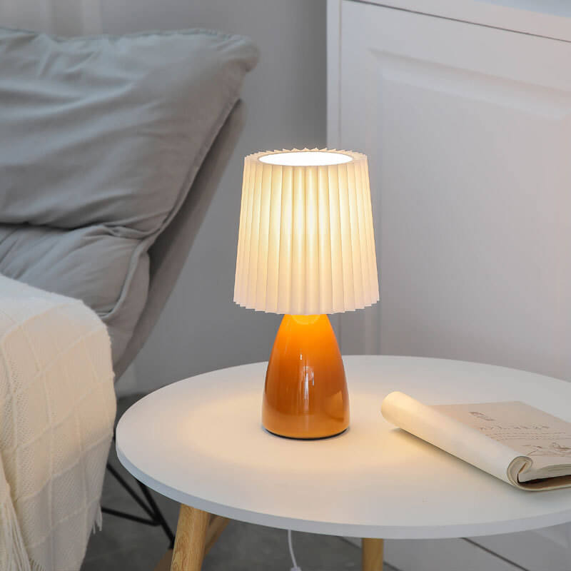 Nordic Vintage Table Lamp with Pleated Shade and Table Lamp