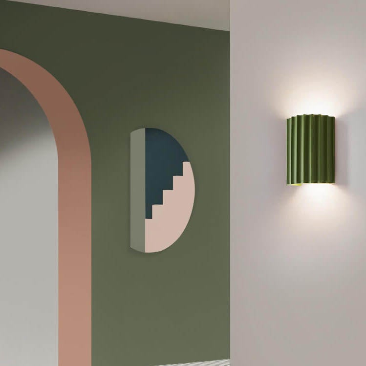 Macaron Resin Striped Half Cylinder 1-Light Wall Sconce