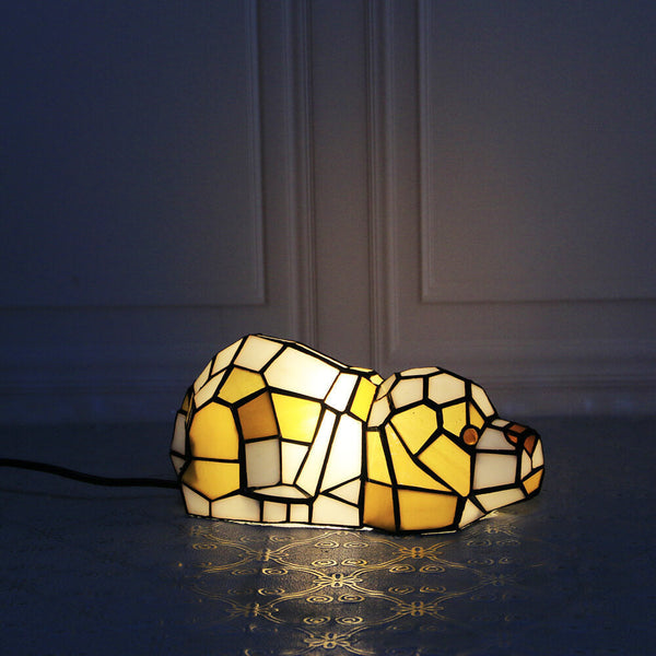 Tiffany Creative Cats/Dogs Stained Glass 1-Light Table Lamp