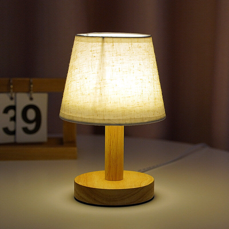Vintage Linen Drum Shade LED Table Lamp, 1-Light Table Lamp