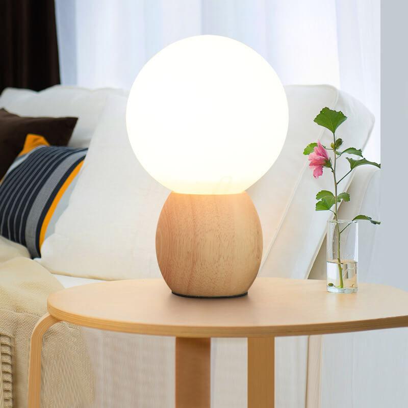 Nordic Solid Wood Table Lamp with Milk-White Table Lamp