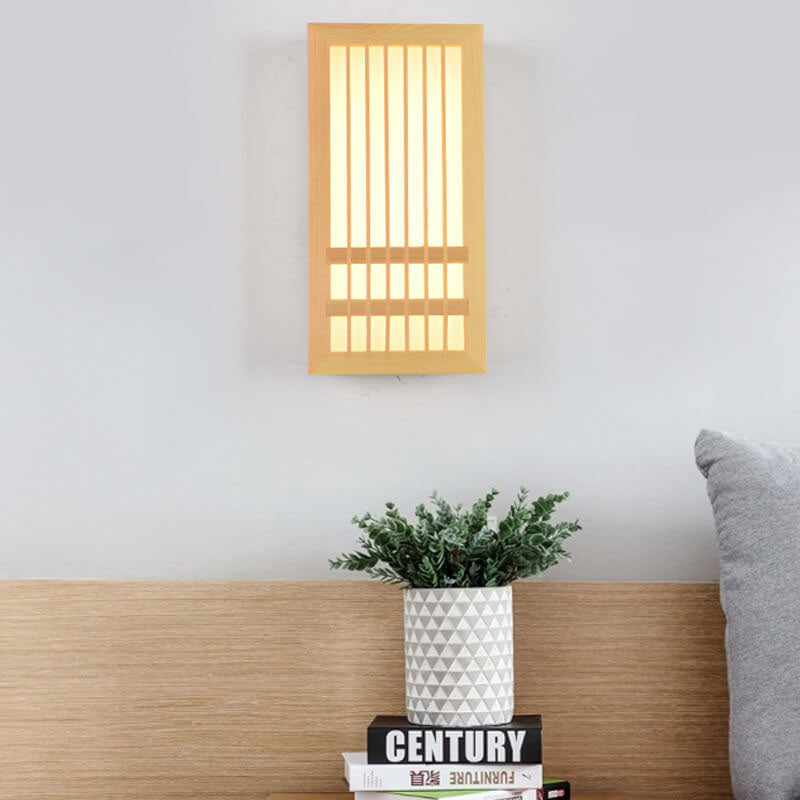 Modern Minimalist Solid Wood Acrylic Rectangular Wall Sconce