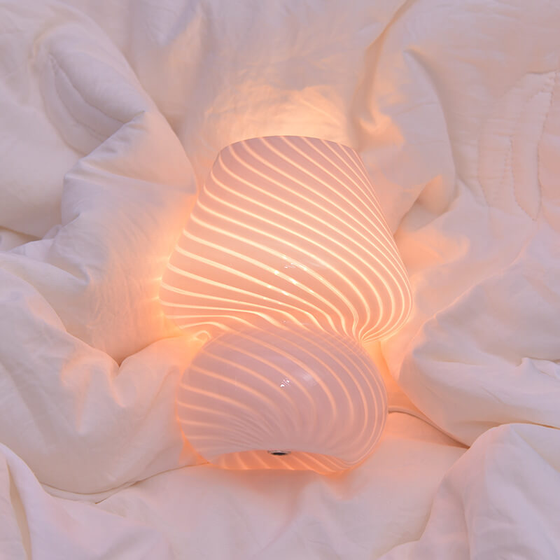Retro Creative Glass Mushroom 1-Light LED Night Table Lamp