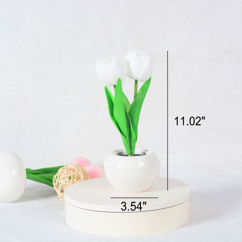 Modern Creative Faux Tulip & Peony LED Night Table Lamp