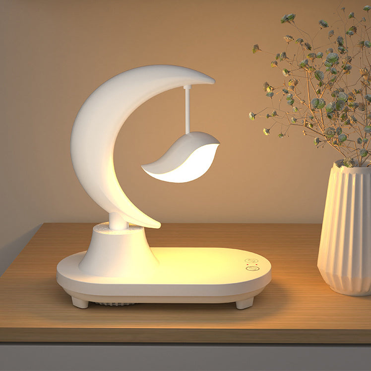 Modern Art Deco ABS Moon Shape Bluetooth Speaker Table Lamp