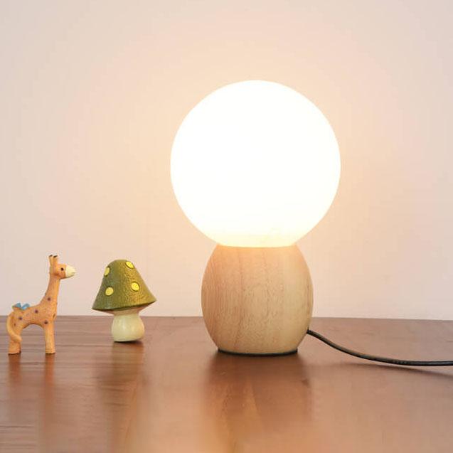 Nordic Solid Wood Table Lamp with Milk-White Table Lamp