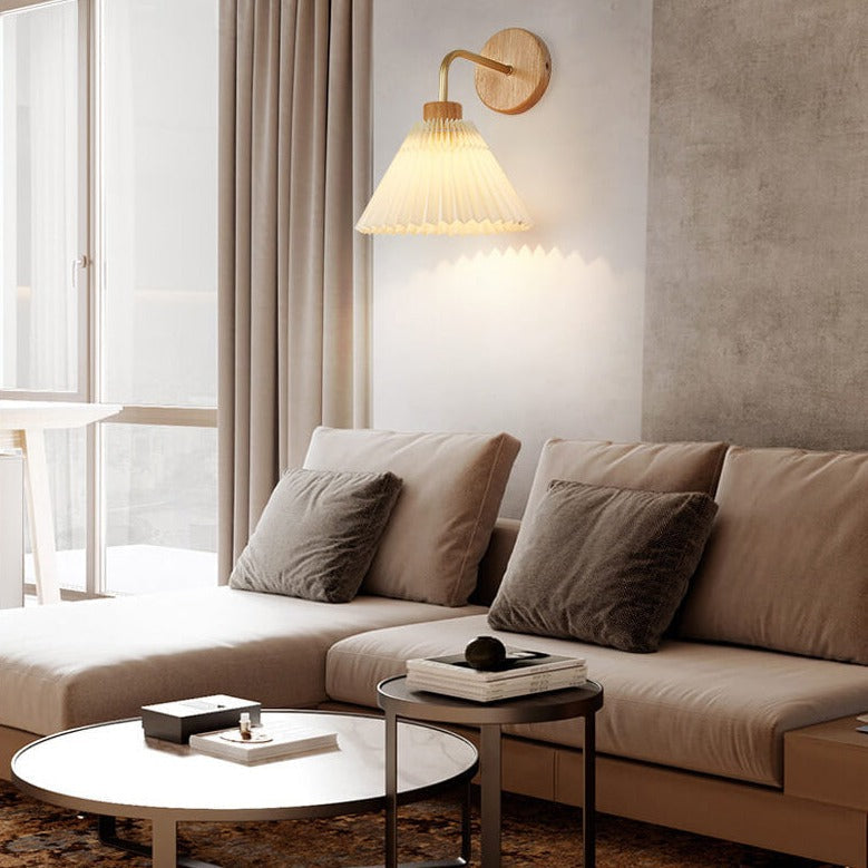 Modern Minimalist Pleated Umbrella Shade 1-Light Wall Sconce