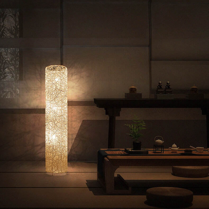 Sleek Modern Bamboo 3-Light Floor Lamp