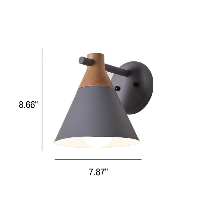 Nordic Solid Wood Macaron Cone Shade 1-Light Wall Sconce