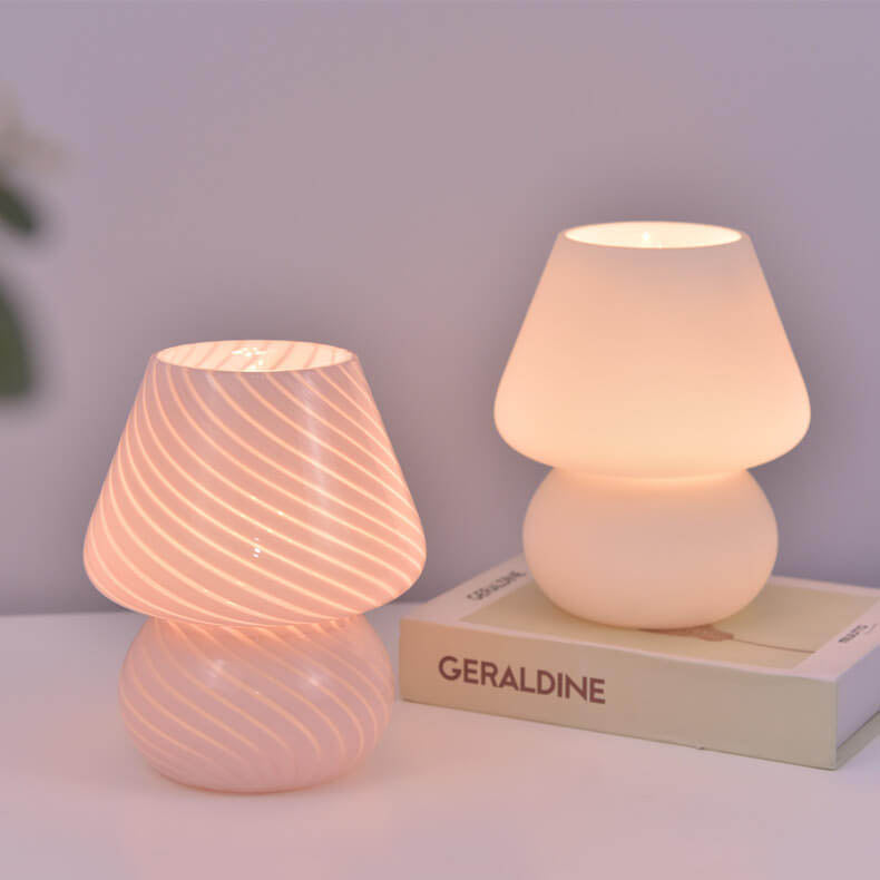 Retro Creative Glass Mushroom 1-Light LED Night Table Lamp