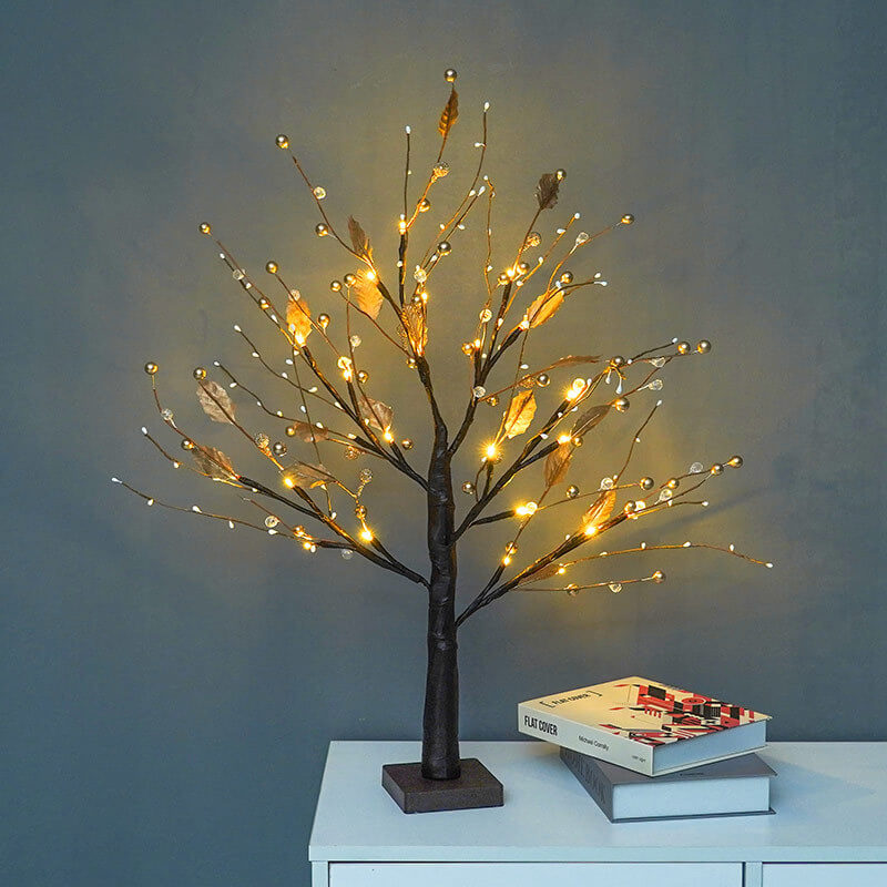 Red Fruits Pine Tree Light Small Led Battery Table Lamp