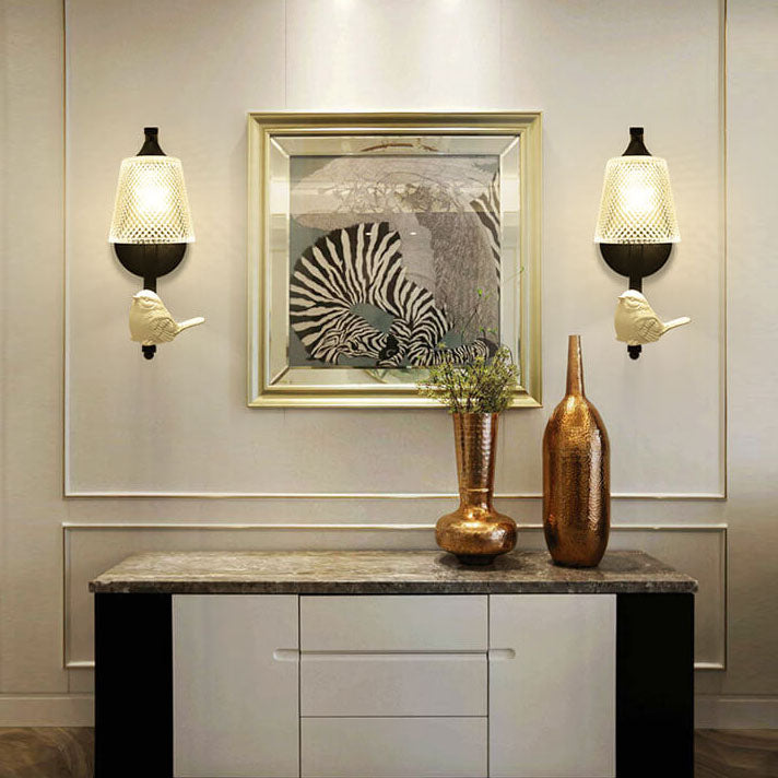 Modern Simple Resin Bird Glass Shade 1-Light Wall Sconce