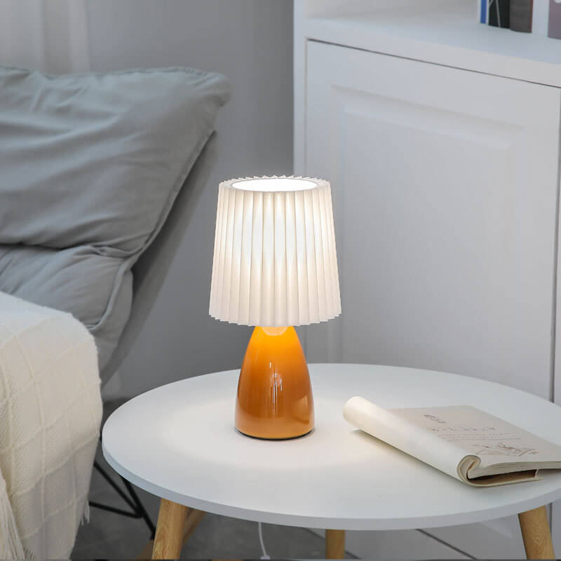 Nordic Vintage Table Lamp with Pleated Shade and Table Lamp