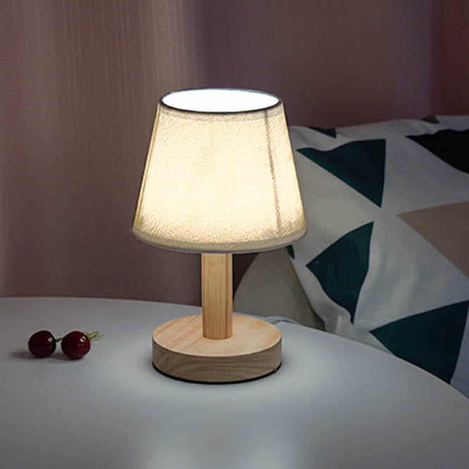 Vintage Linen Drum Shade LED Table Lamp, 1-Light Table Lamp