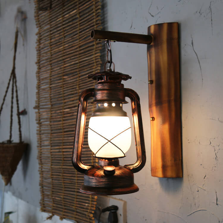 Vintage Horse Lantern Iron 1-Light Wall Sconce