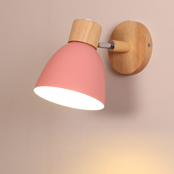 Modern Minimalist Macaron Iron Wood Wall Sconce