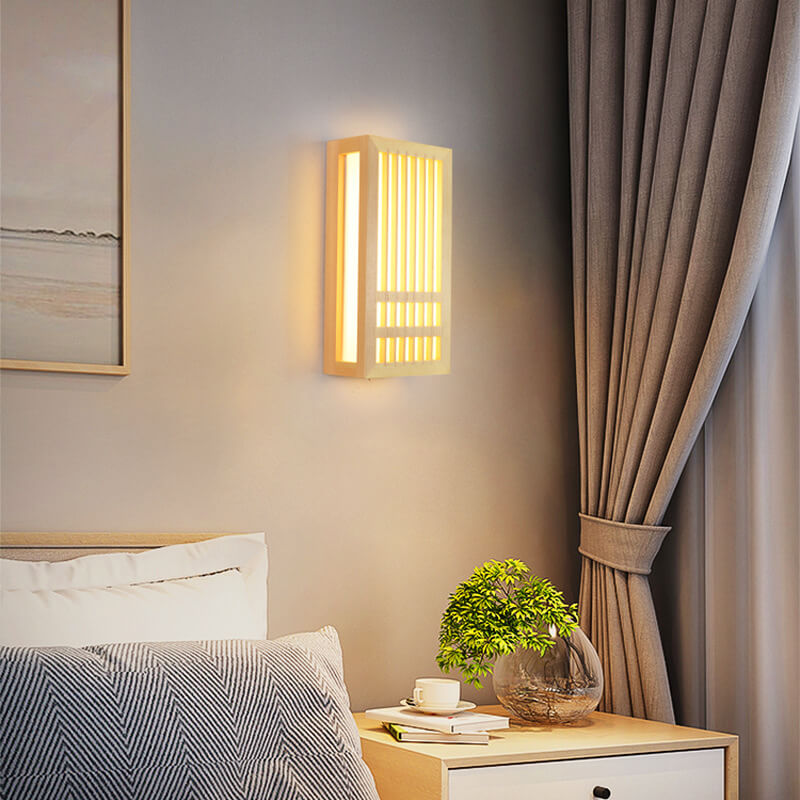 Modern Minimalist Solid Wood Acrylic Rectangular Wall Sconce