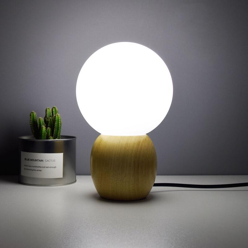 Nordic Solid Wood Table Lamp with Milk-White Table Lamp
