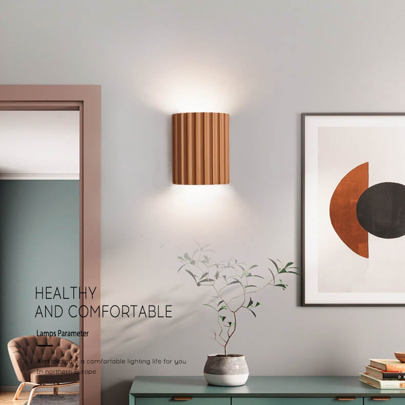 Macaron Resin Striped Half Cylinder 1-Light Wall Sconce
